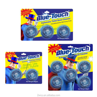quality  Blue-touch disposable toilet block deodorant tablet automatic toliet cleaner with 2 3 5 blocks factory